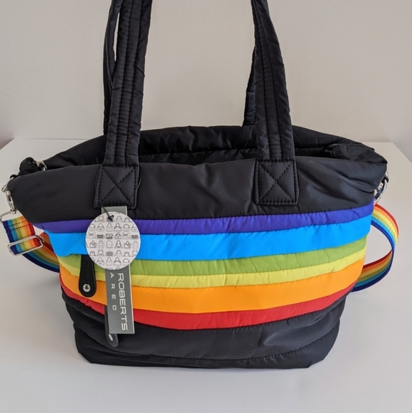 Sondra Roberts Black Puffer Rainbow Tote - Picture 4 of 6